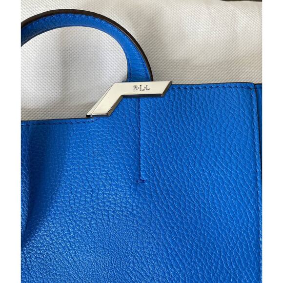 Ralph Lauren Women's Blue Pebbled Leather Tote Bag - Large - Picture 3 of 9